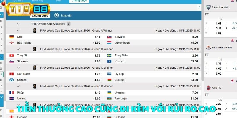 Tiền thưởng của cửa 2 cao cũng đi kèm với rủi ro cao